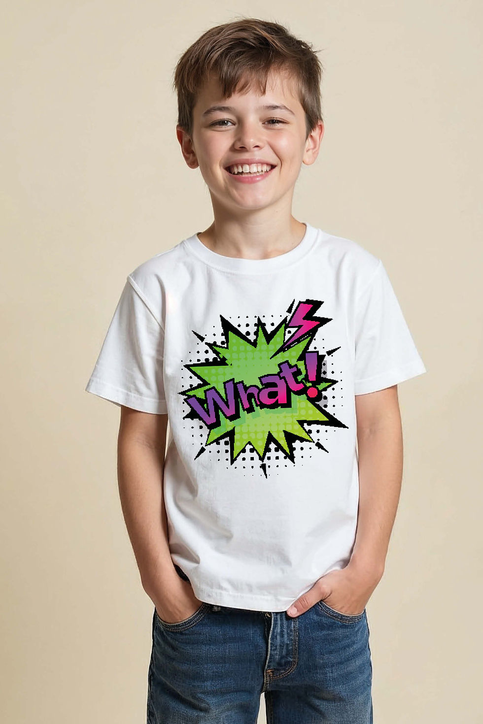 what! Casual Stylish Kids Graphic T-Shirt – Typography Print Design