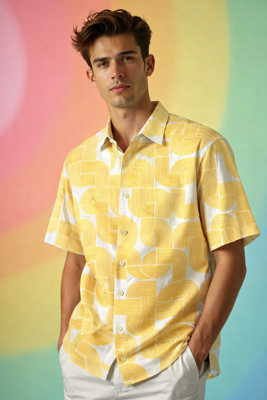 geometric Urban Cool Patterned All Over Print Oversized Shirt