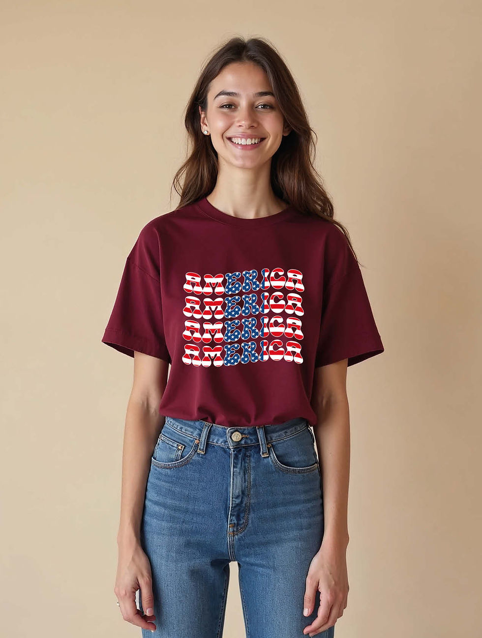 Thumbnail: america Trendy Women’s Printed Graphic Streetwear T-Shirt – Hot Deal