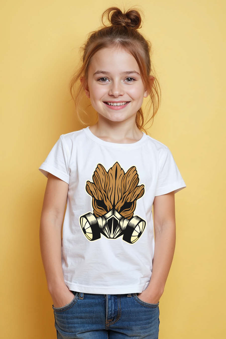 Thumbnail: Wood Mask with Gas Respirator Graphic T-Shirt Fashion Stylish Kids Graphic