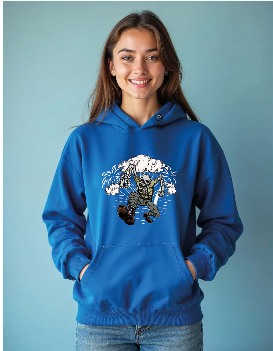 Thumbnail: Floral Zombie Vintage Unisex Printed Graphic Hoodies For Men & Women