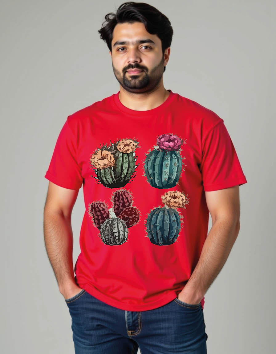 Thumbnail: cactus set cactus watercolor painting package mens printed graphic t shirt