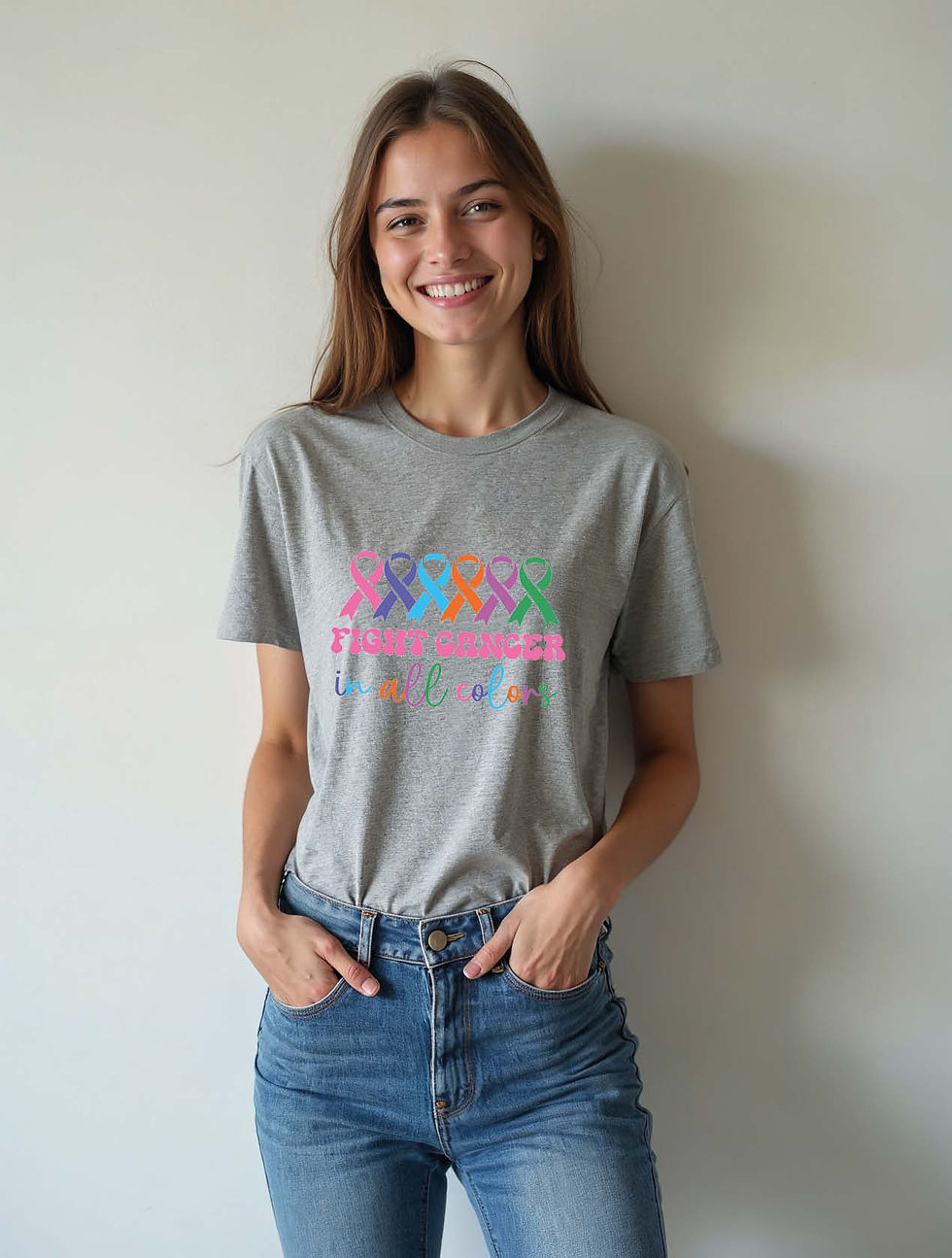 Thumbnail: fight cancer in all colors Classic Women’s Printed Graphic Streetwear T-Shirt