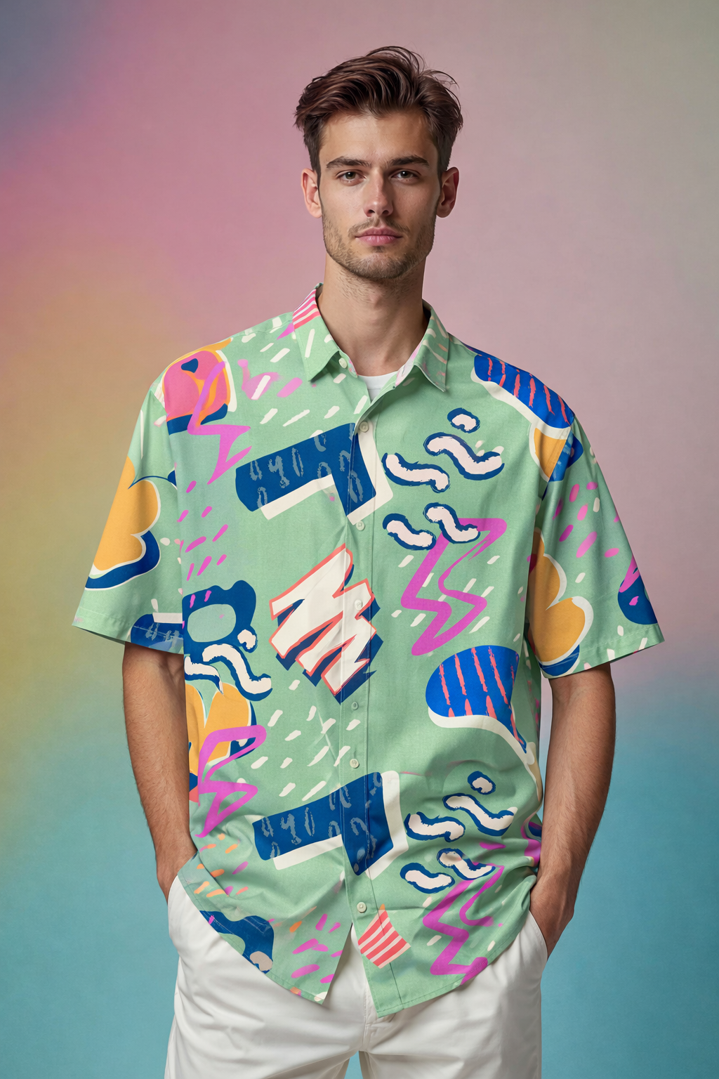 Casual style with vibrant contrast Stylish Everyday Patterned Oversized Shirt