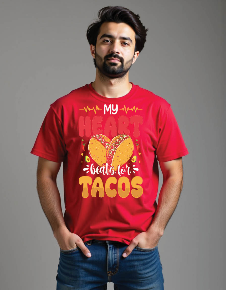 Thumbnail: my heart beats tacos taco mens printed graphic t shirt