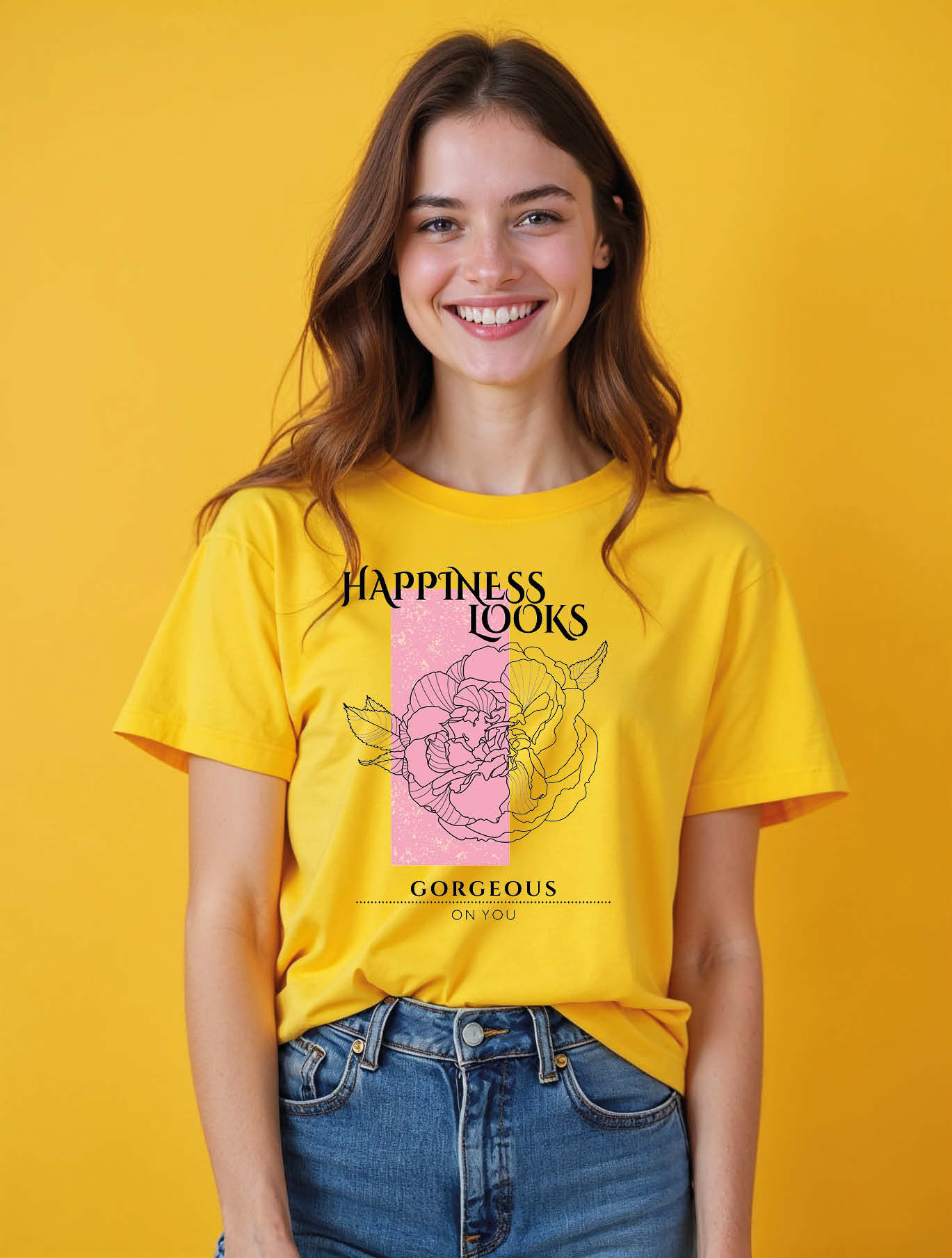 happiness looks gorgeous on you Stylish Women’s Typography T-Shirt