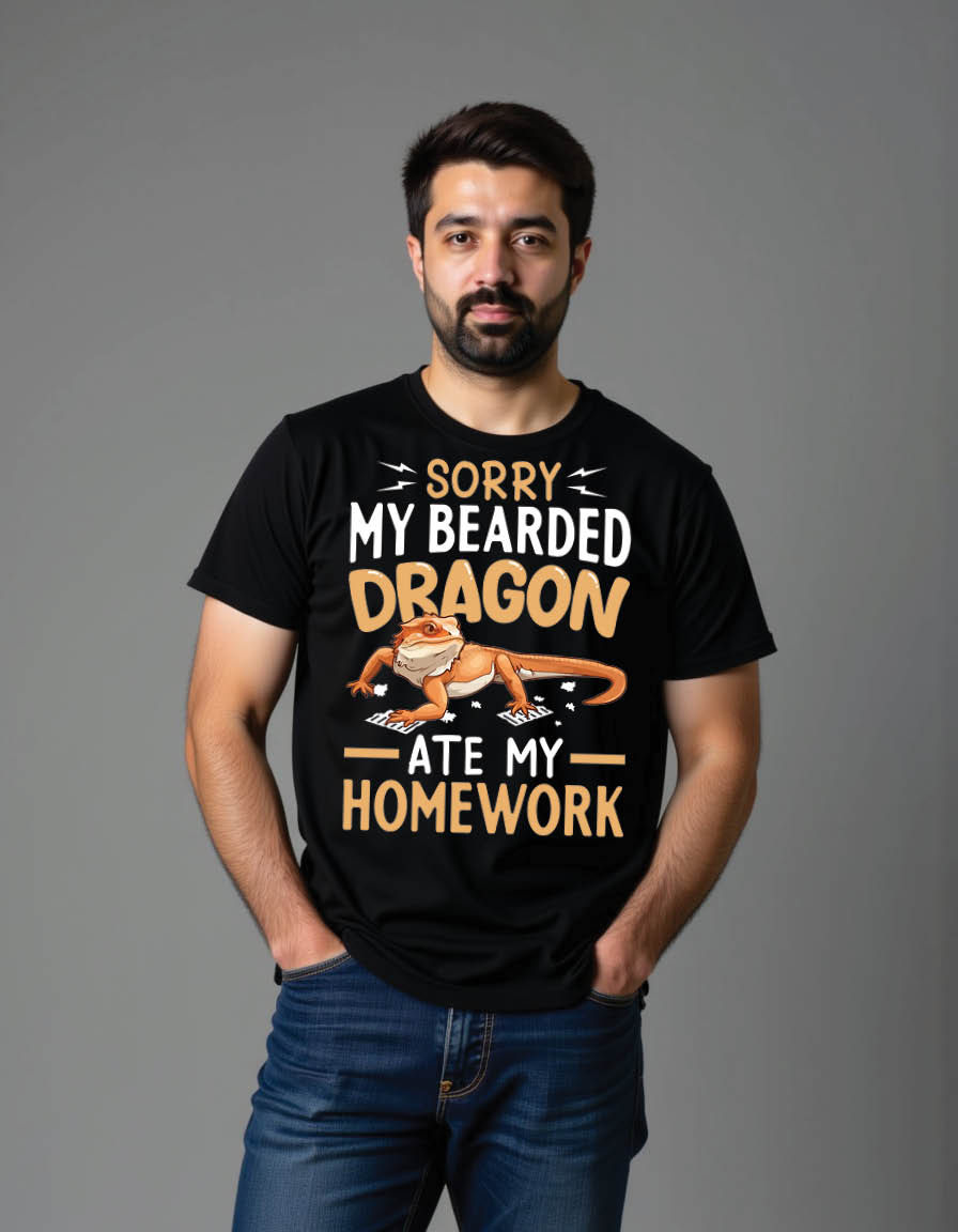 Thumbnail: sorry my bearded dragon ate my homework pogona mens printed graphic t shirt