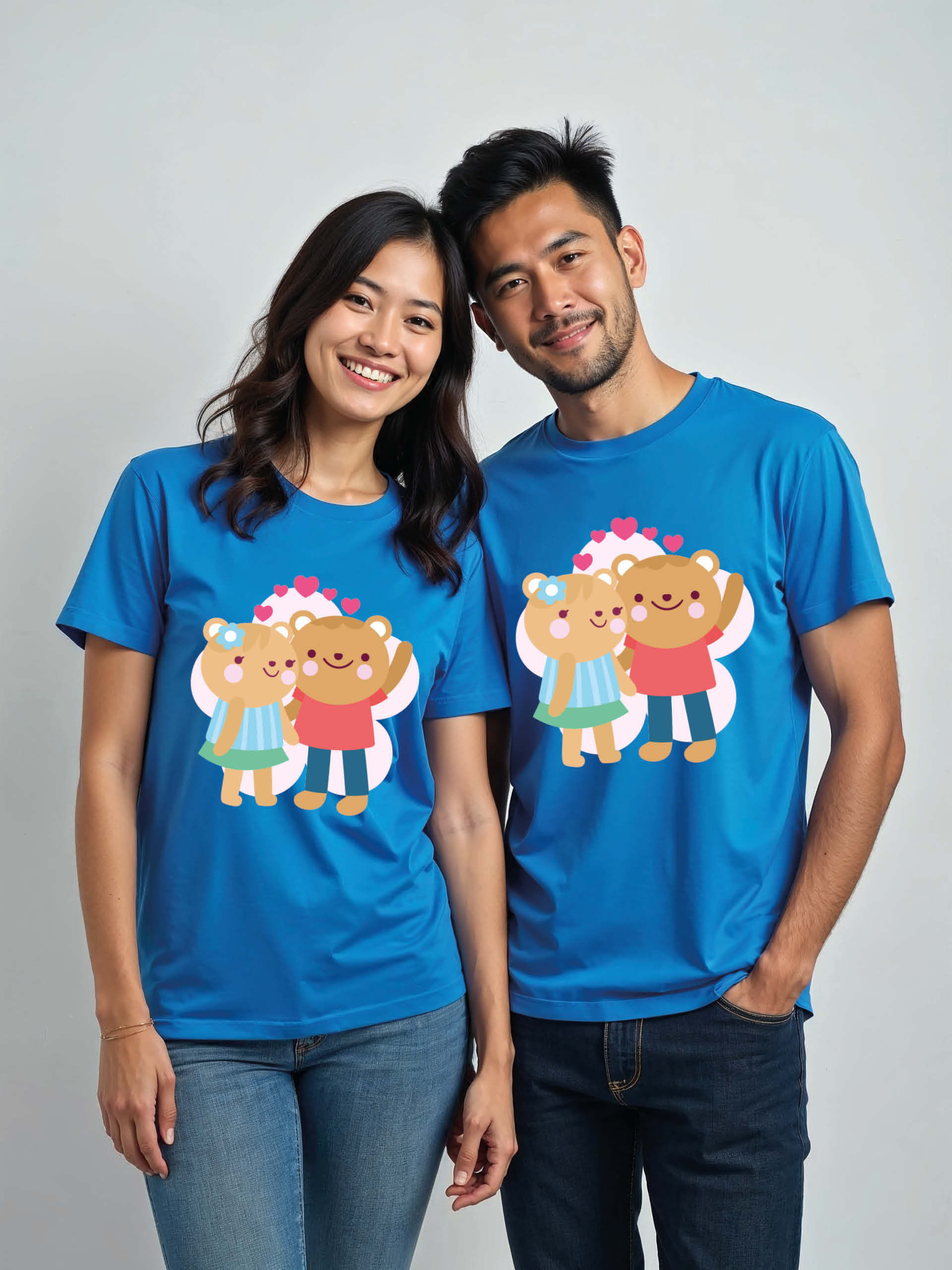 Stylish Cartoon Couple Matching Tee Lovers Edition – Sale