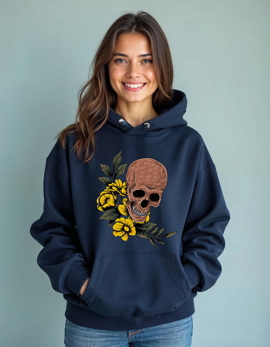 Thumbnail: Floral Skull Nature Classic Unisex Printed Graphic Hoodies For Men & Women