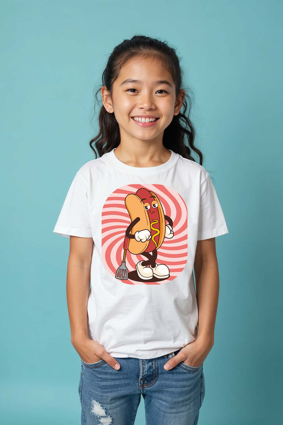 Thumbnail: HotDog Modern Cartoon Printed T-Shirt for Boys & Girls – Illustration Print