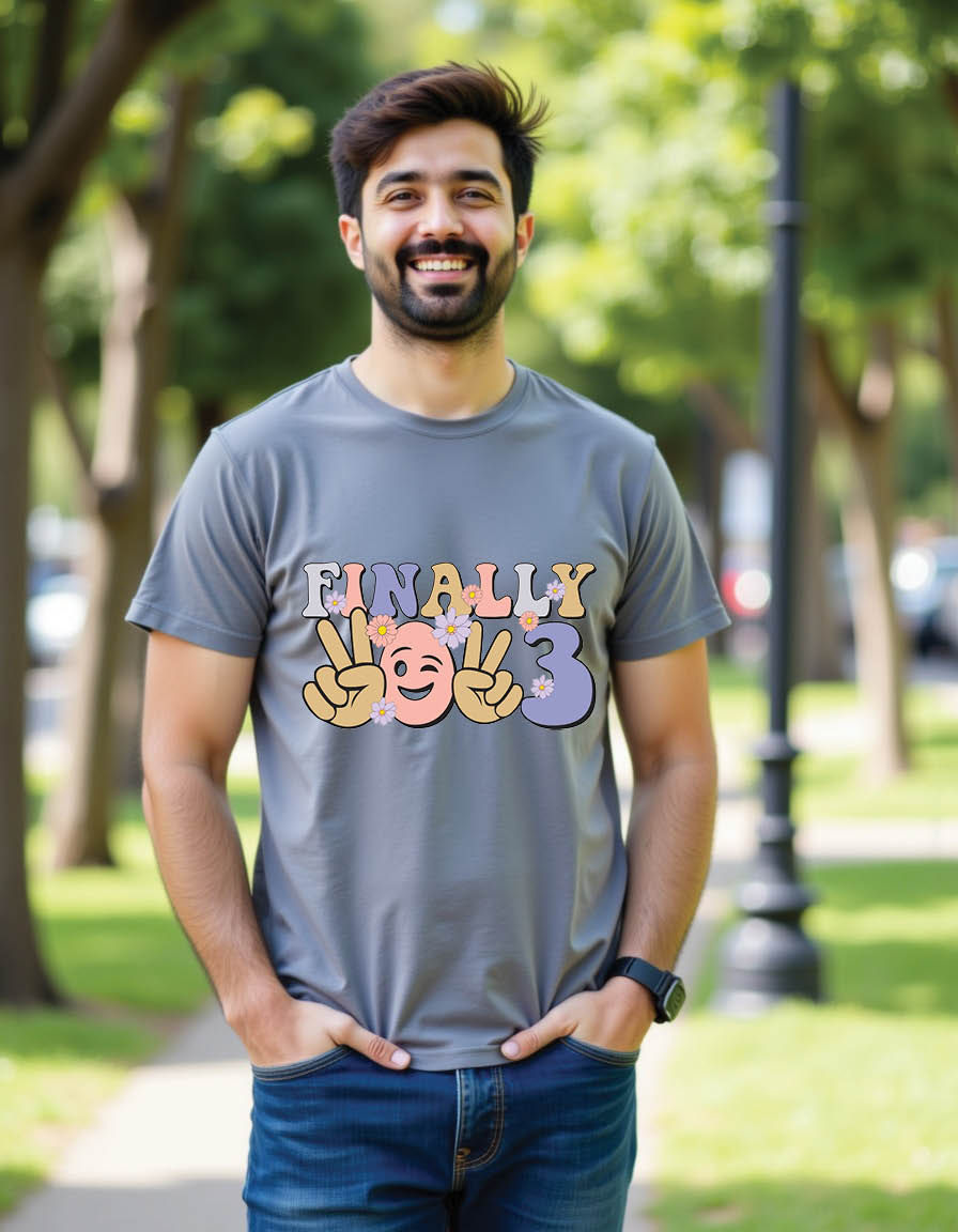 Thumbnail: finally 2023 groovy happy new year retro mens printed graphic t shirt