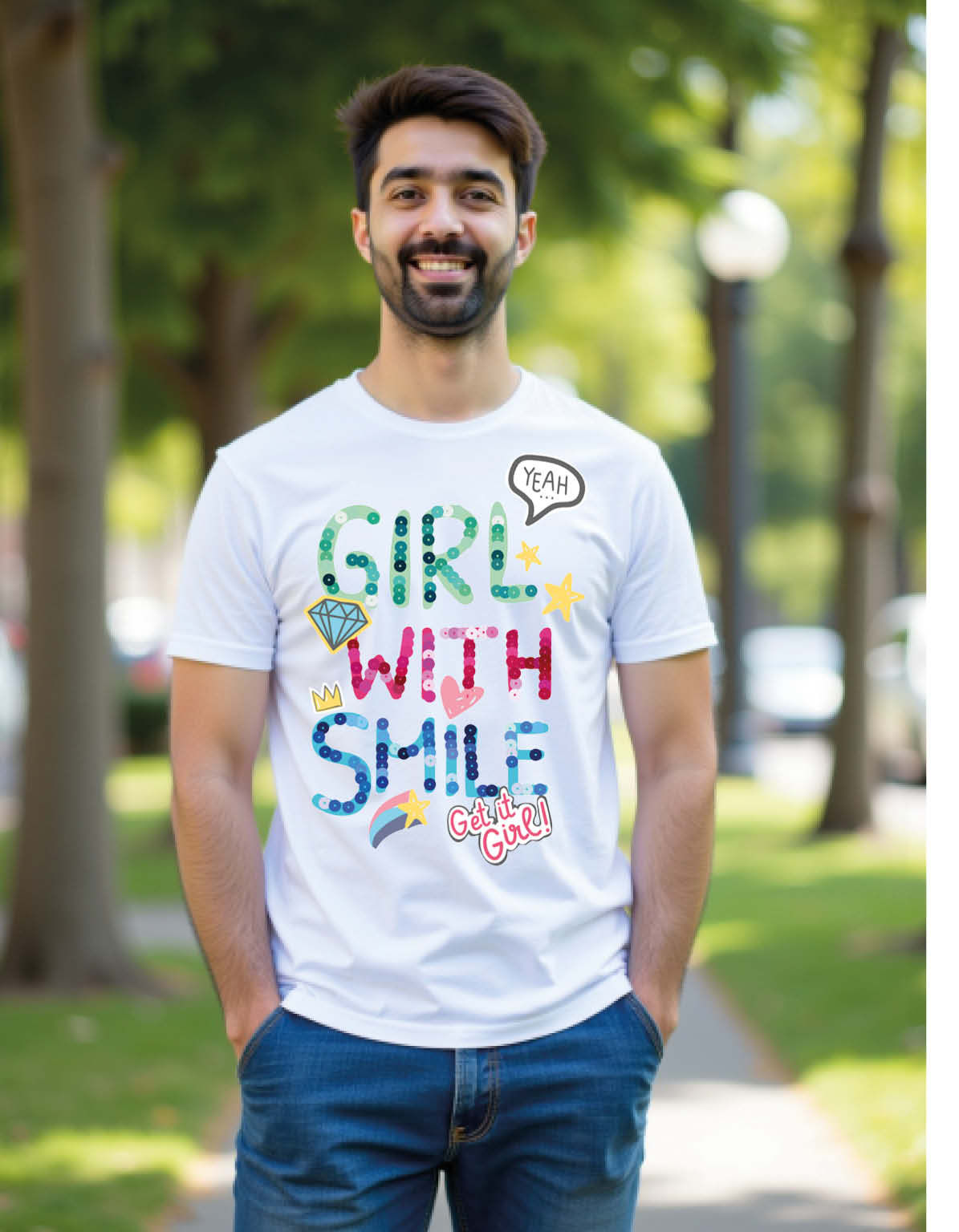 Girls With Smile Printed T-Shirt for All age