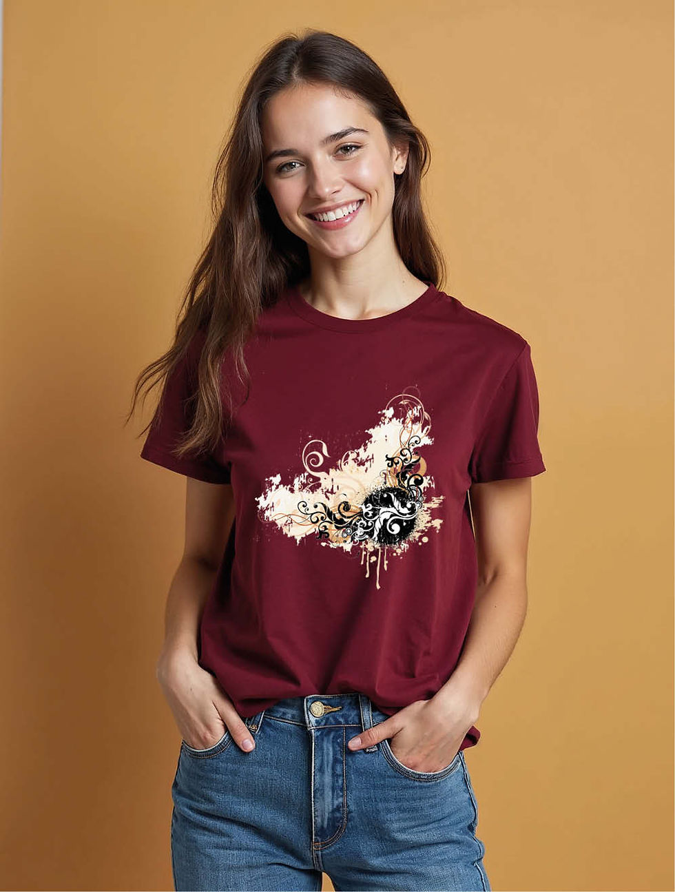 Thumbnail: Celestial Corner Swirl Classic Women’s Printed Graphic Streetwear T-Shirt