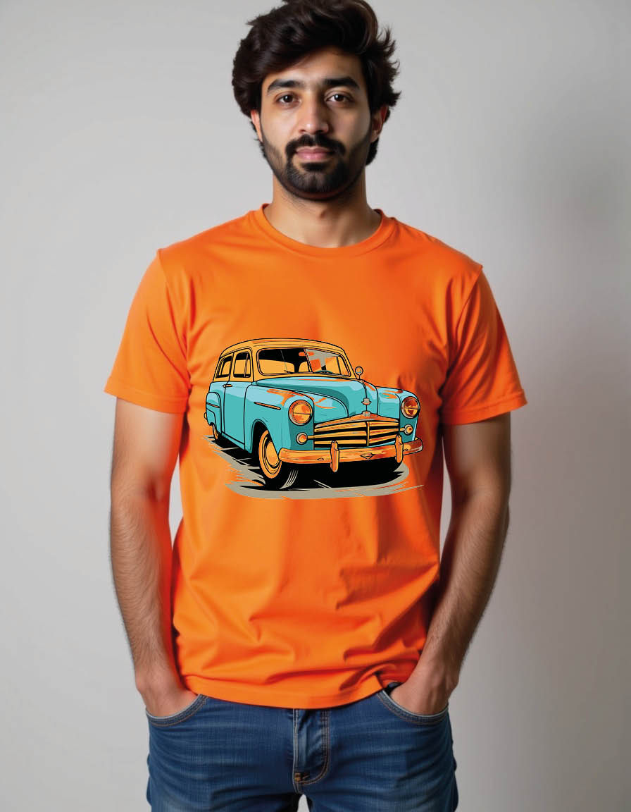 Thumbnail: car with pop art style mens printed graphic t shirt