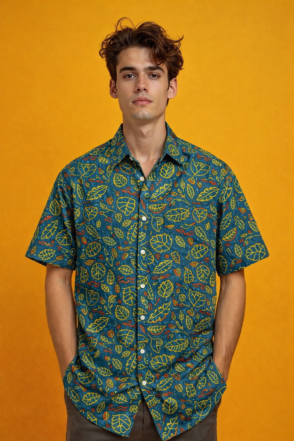 Botanical Trend Inspired Patterned All Over Print Oversized Shirt