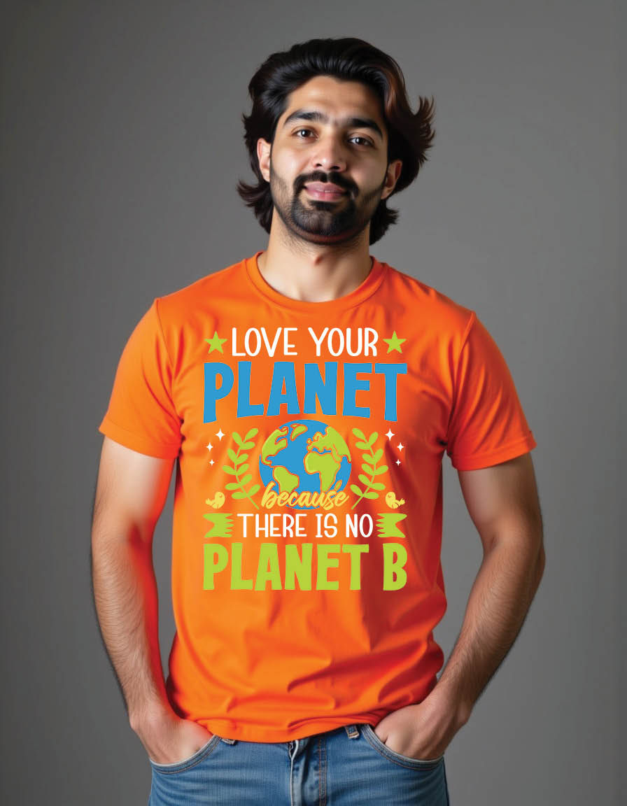 Thumbnail: love planet because there is no planet b earth day mens printed graphic t shirt