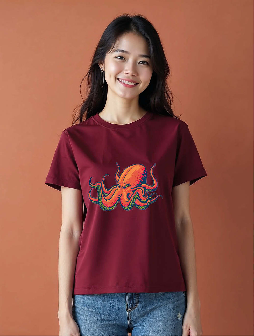 Thumbnail: Colorful Octopus Chic Women’s Printed Graphic Streetwear T-Shirt – Shop Now