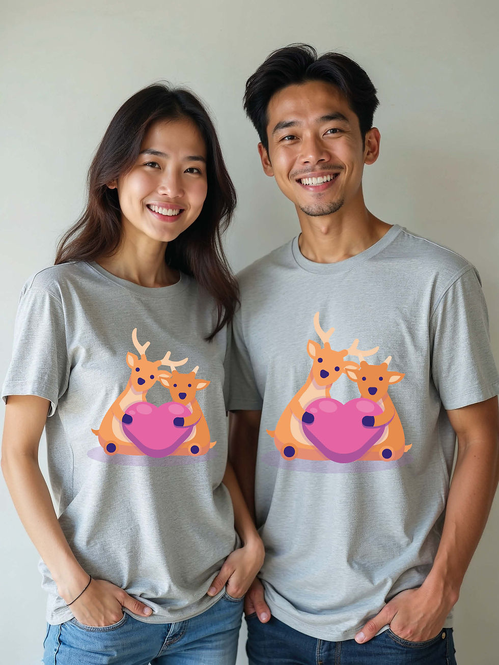 Thumbnail: Romantic Animal Couple T-Shirt Lovers Edition – Premium Quality