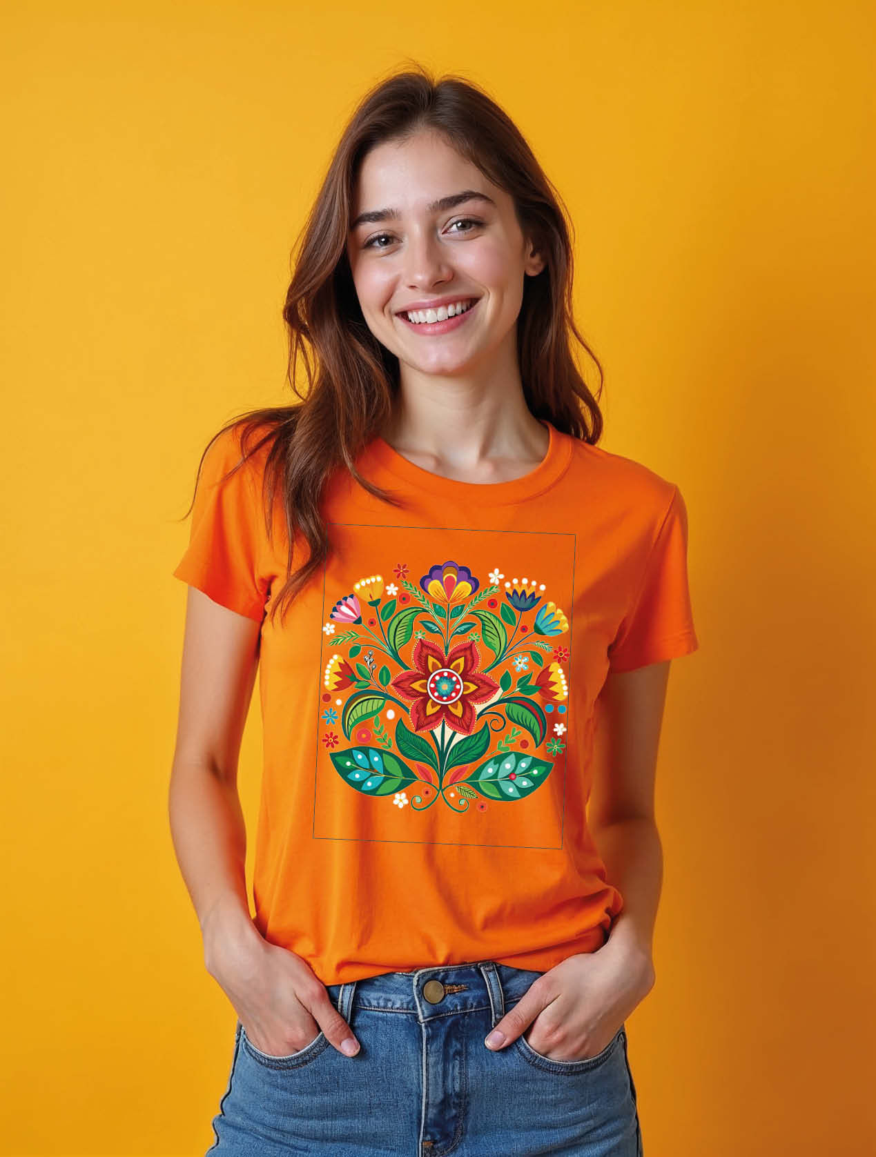 Fiesta Flower Circle Trendy Women’s Printed Graphic Streetwear T-Shirt