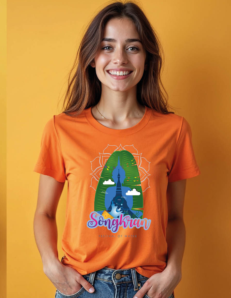 Thumbnail: Songkran festival of water Unisex printed graphic t shirt
