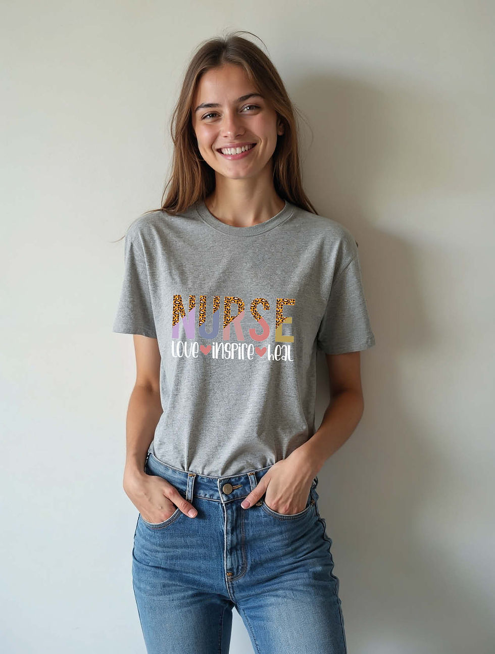 Thumbnail: nurse love inspire heal Casual Women’s Printed Graphic Streetwear T-Shirt – Sale