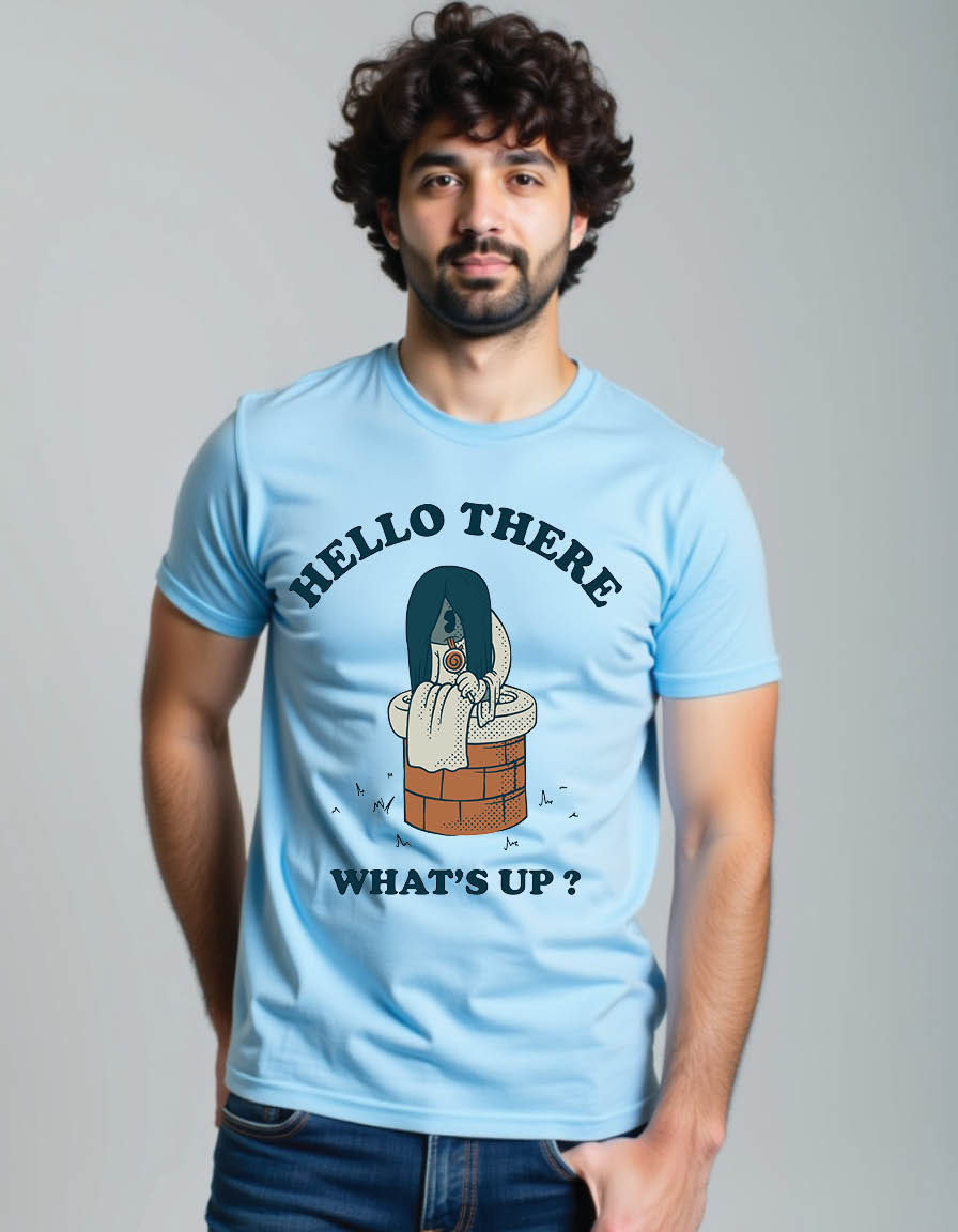 Thumbnail: emblem of ghost sitting on the well mens printed graphic t shirts