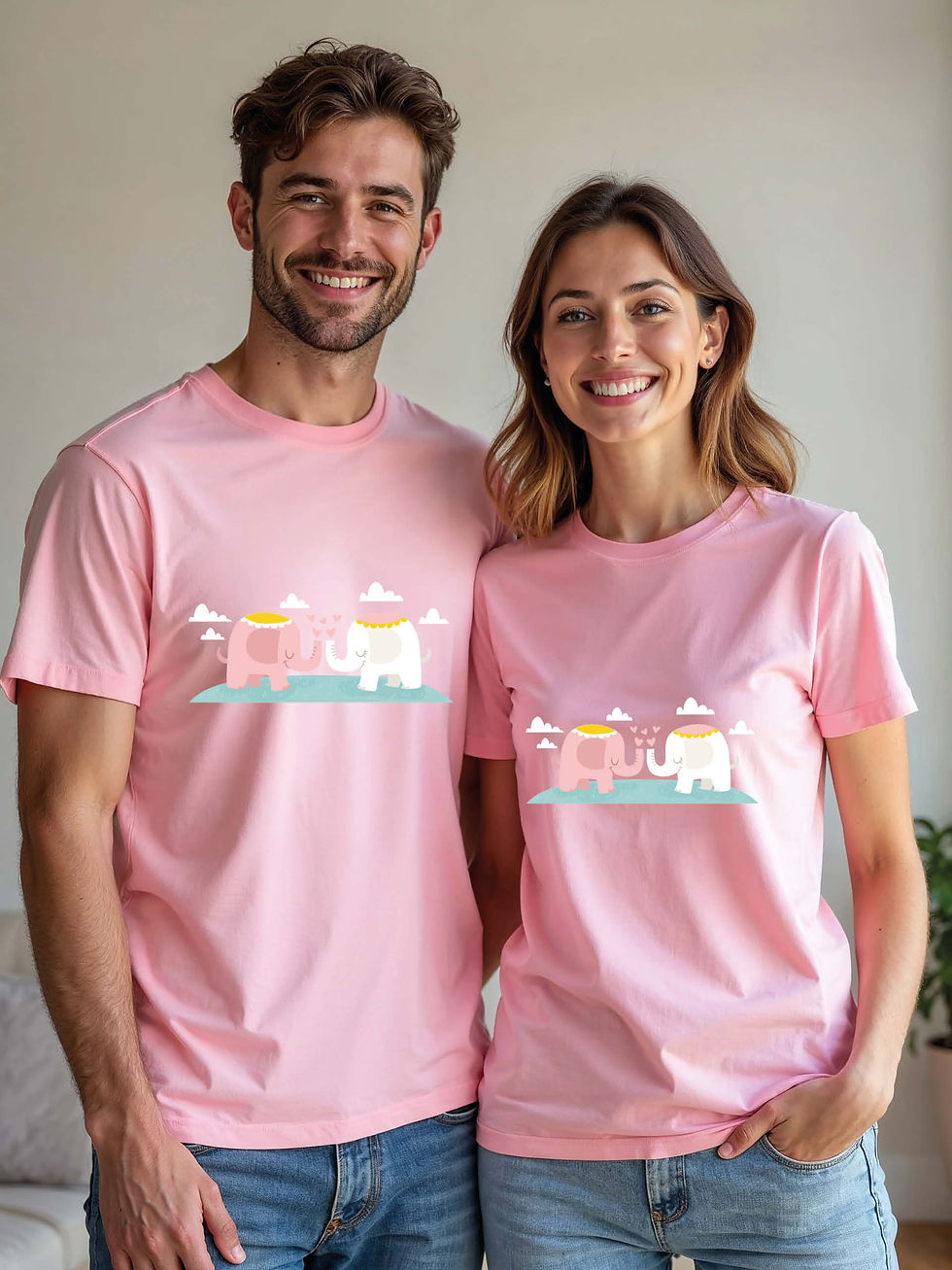 Thumbnail: Romantic Animal Couple T-Shirt Lovers Edition – Premium Quality