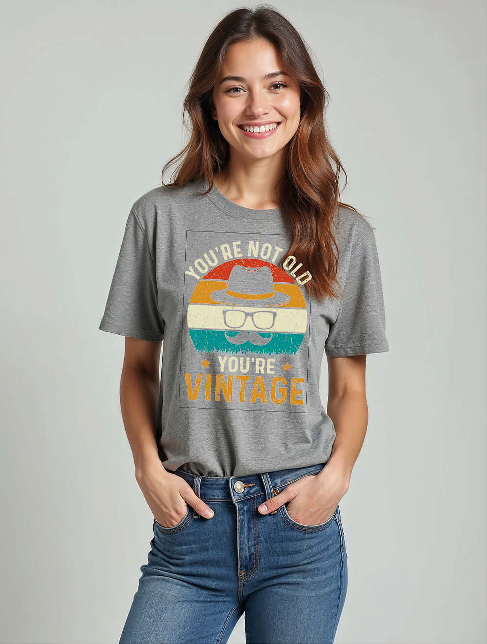 Thumbnail: You not old you vintage Modern Women’s Typography T-Shirt – Discount Offer