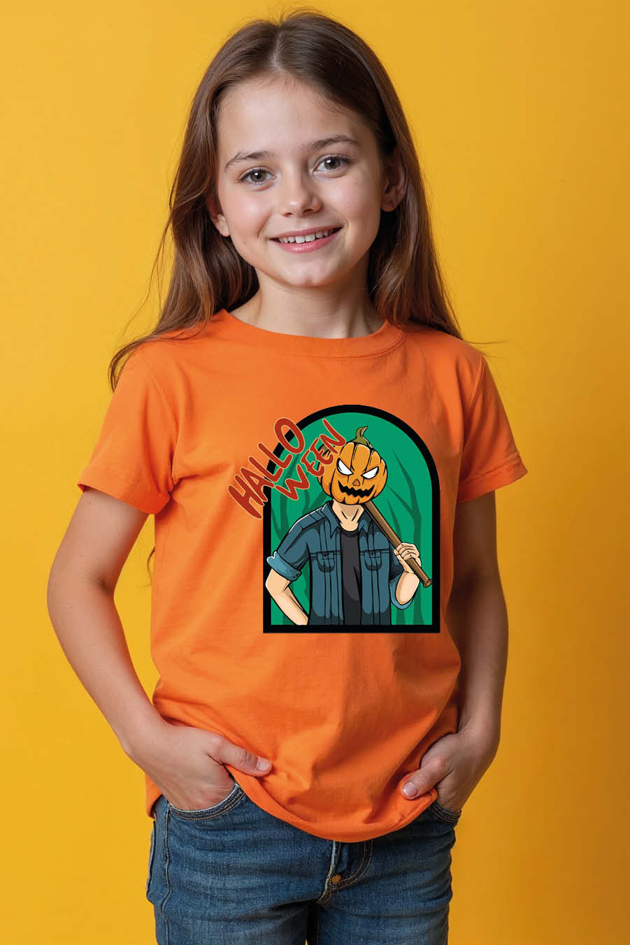 Thumbnail: hallo ween Everyday Cute Kids Typography T-Shirt - Print Design Boys & Girls