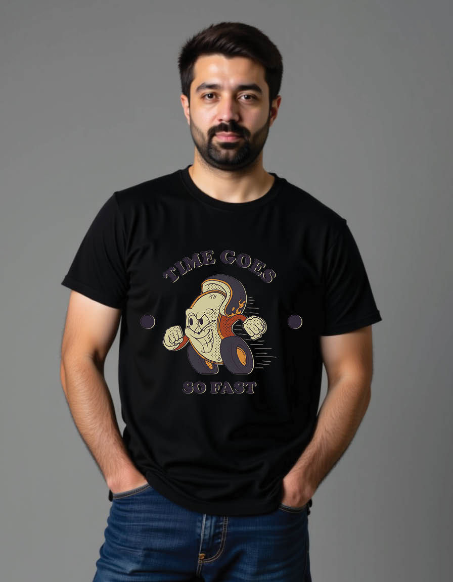 Thumbnail: emblem of running clock with style mens printed graphic t shirts