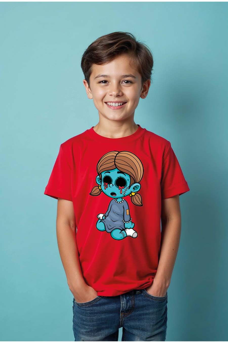 Thumbnail: Kids' Creepy Zombie Doll Girl T-Shirt Modern Unisex Kids Graphic Tee
