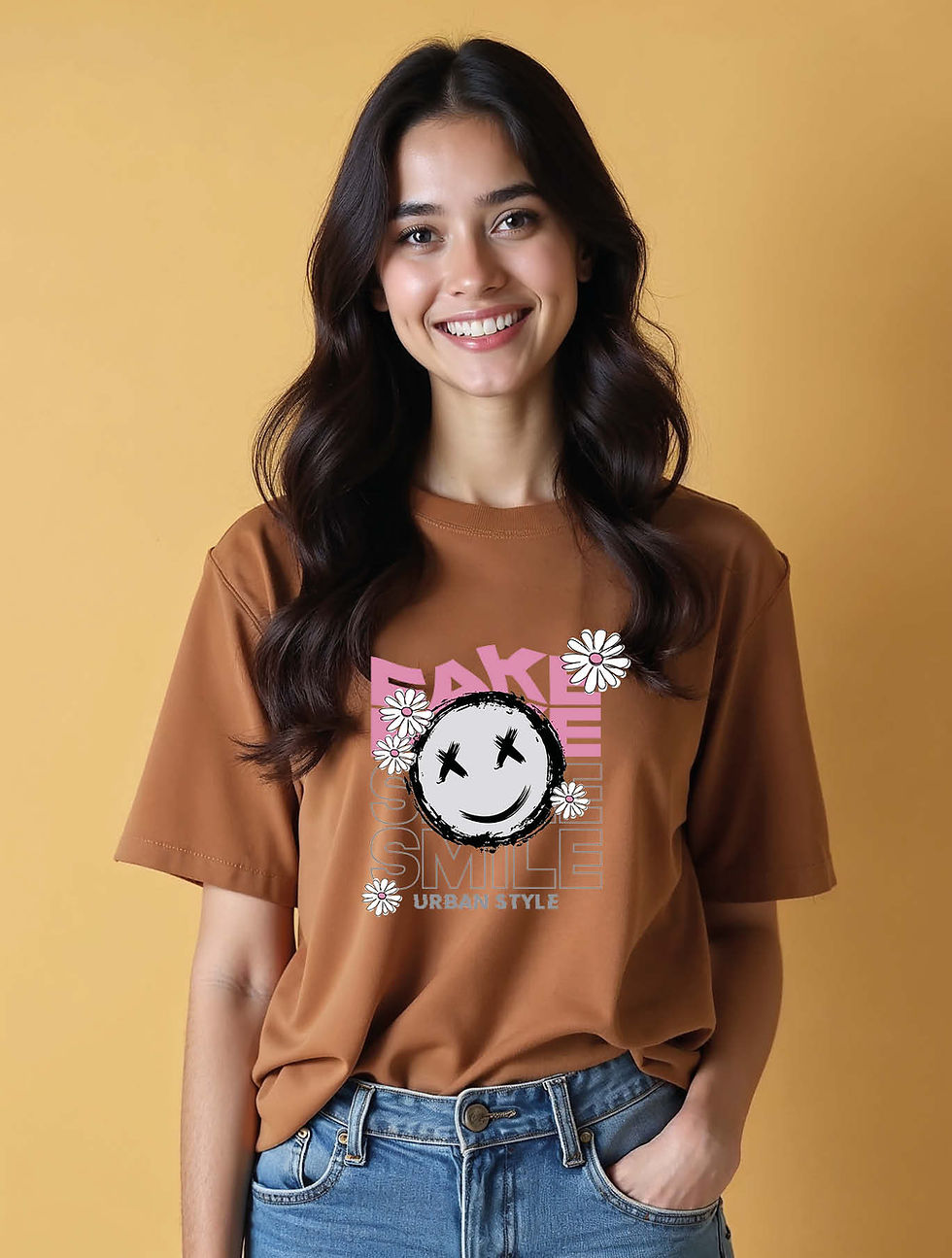 Thumbnail: fake smile urban style Casual Women’s Printed Streetwear T-Shirt – Buy Now