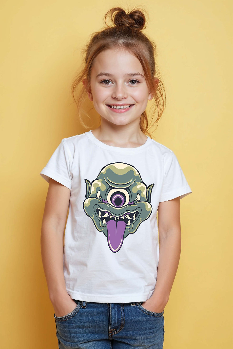 Thumbnail: Cartoon Cyclops Monster with Tongue Out Tee Premium Kids Graphic Tee – Graphic