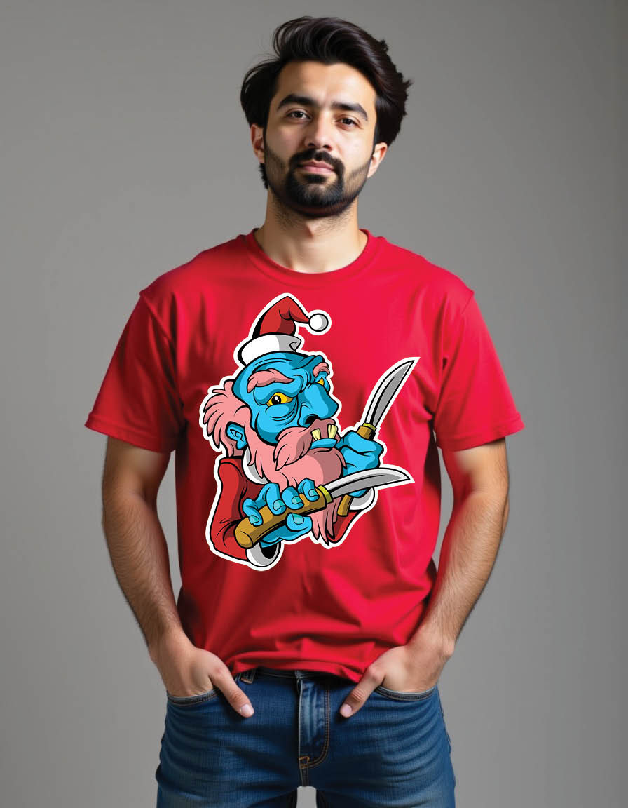 Thumbnail: evil santaclaus christmas sticker dark mens printed graphic t shirt