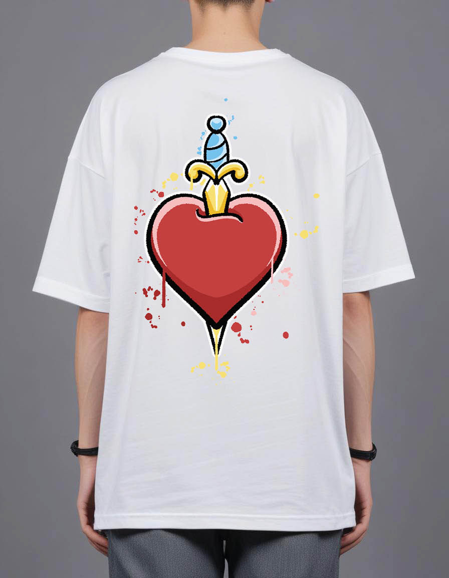 Thumbnail: hand drawn heart dagger Oversized Printed graphic  t shirt