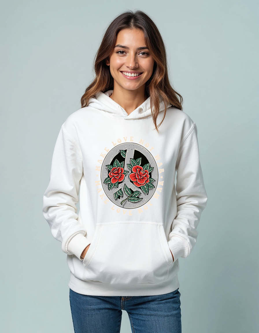Thumbnail: make love not war Unisex Graphic Printed Hoodies for mens & womens