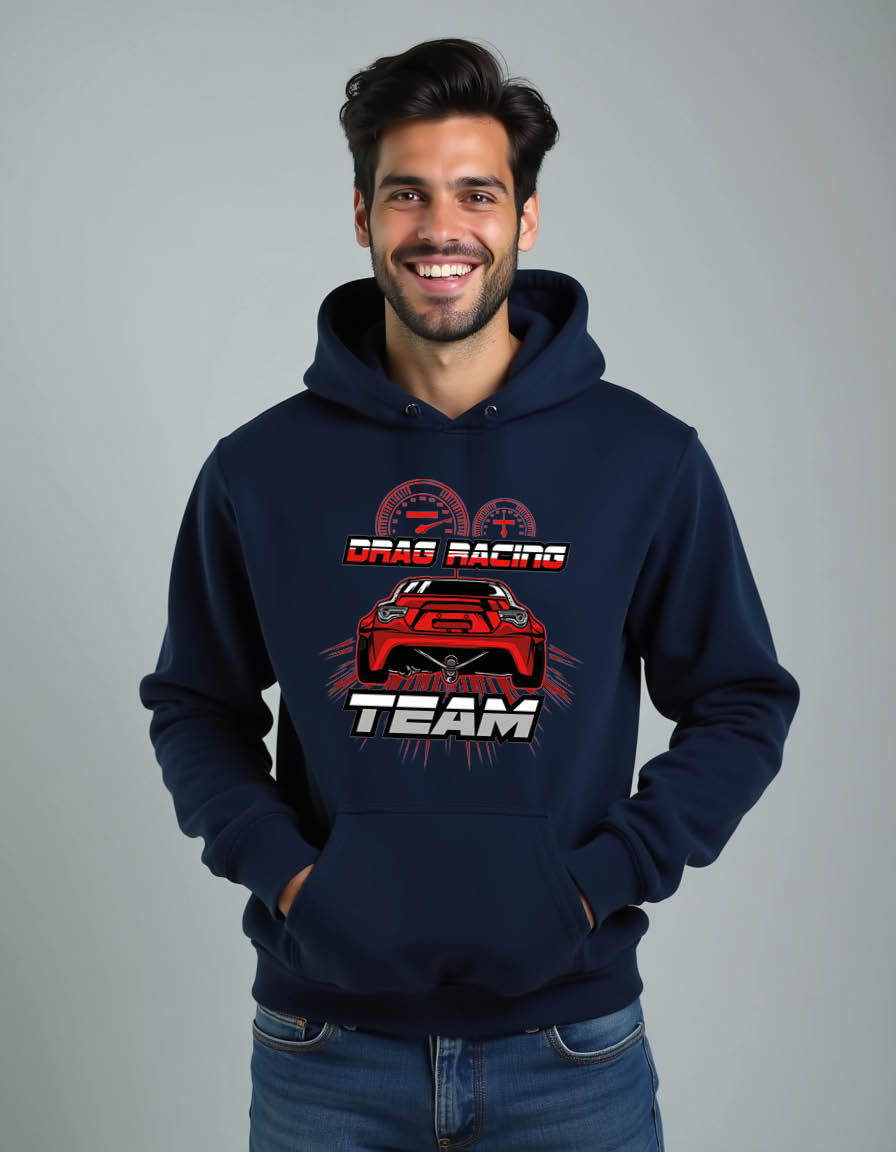 Thumbnail: drag racing team Stylish Men’s Streetwear Hoodie – Casual Streetwear Fashion