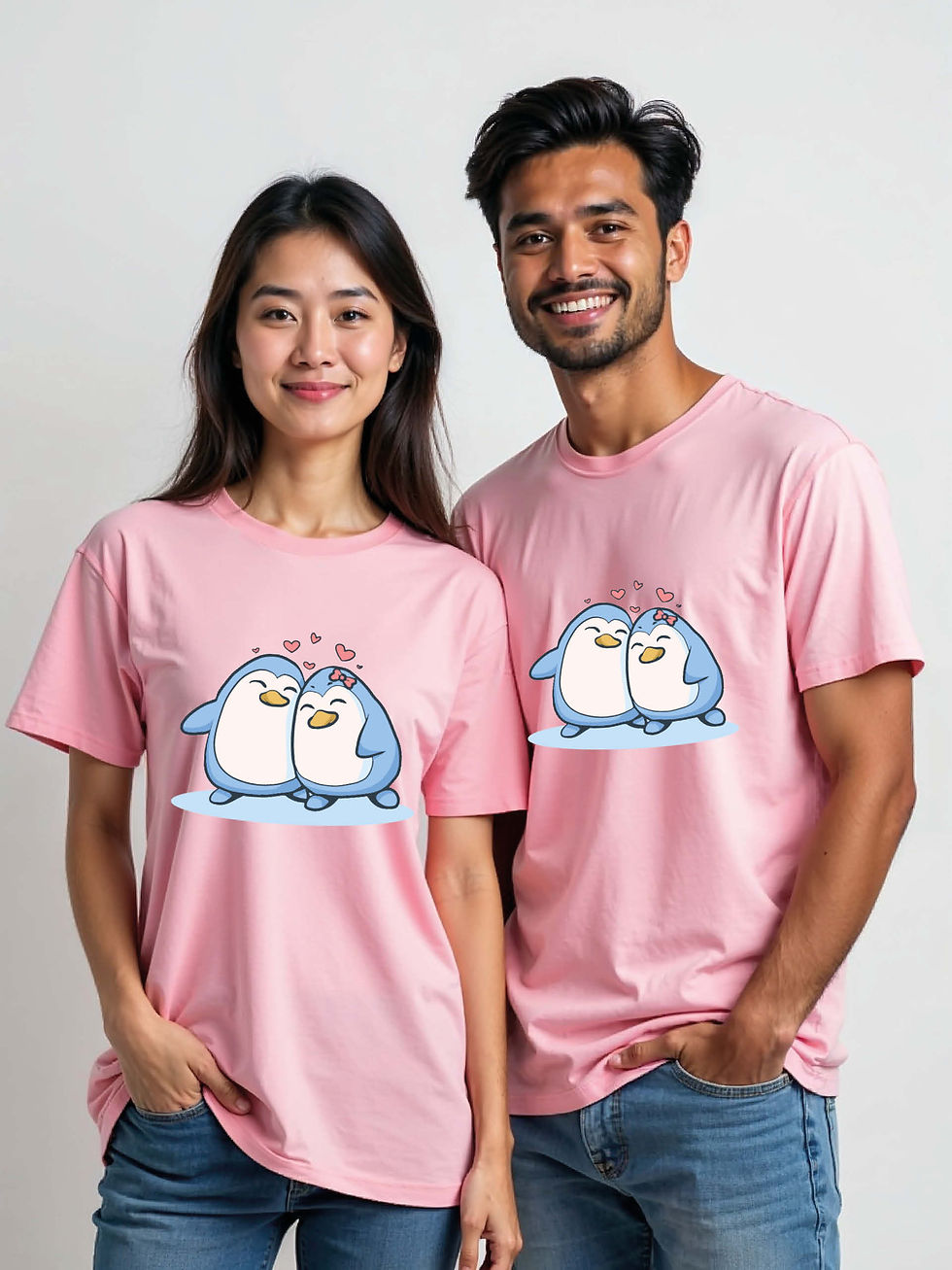 Thumbnail: Valentine’s Cartoon Couple Matching Tee Lovers Edition – Fast Delivery