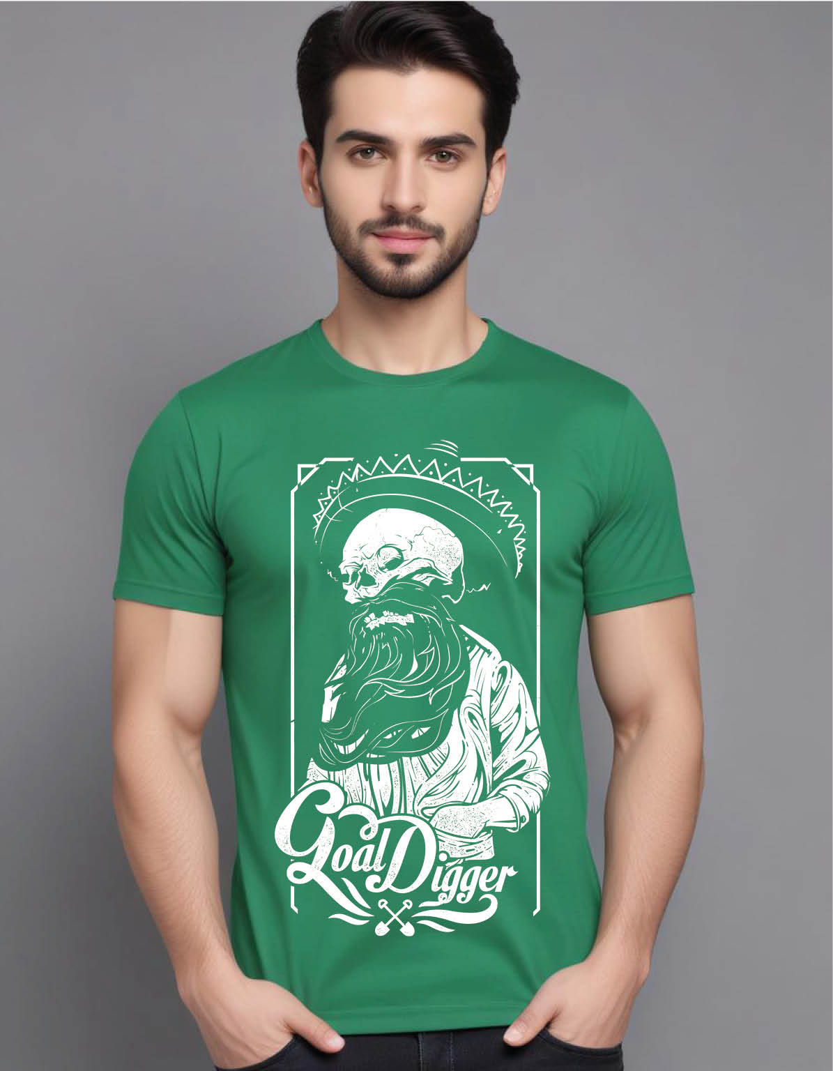 goal digger bearded skull wearing sombrero mens printed graphic t shirt