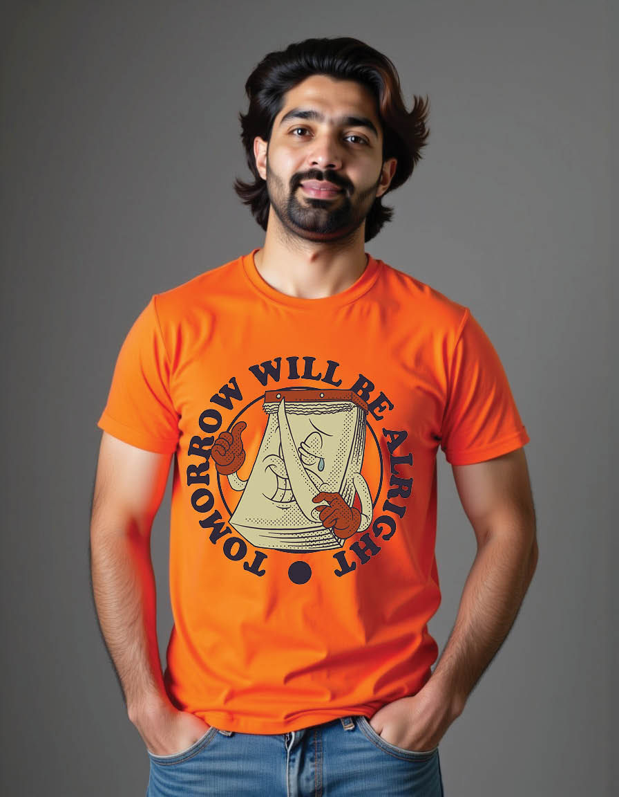 Thumbnail: cartoon emblem of turning calendar with retro style mens printed graphic t shirt
