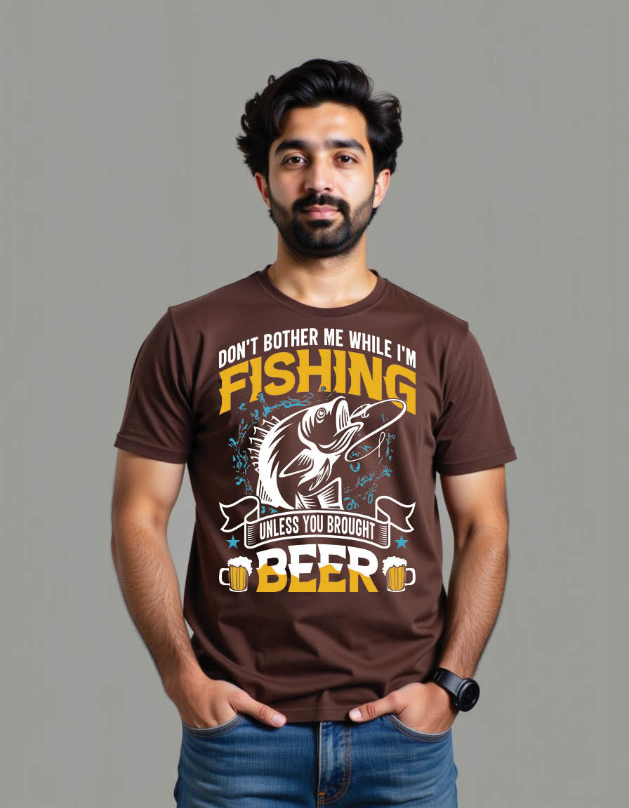 Thumbnail: bother me while i m fishing unless you brought beer mens printed graphic t shirt