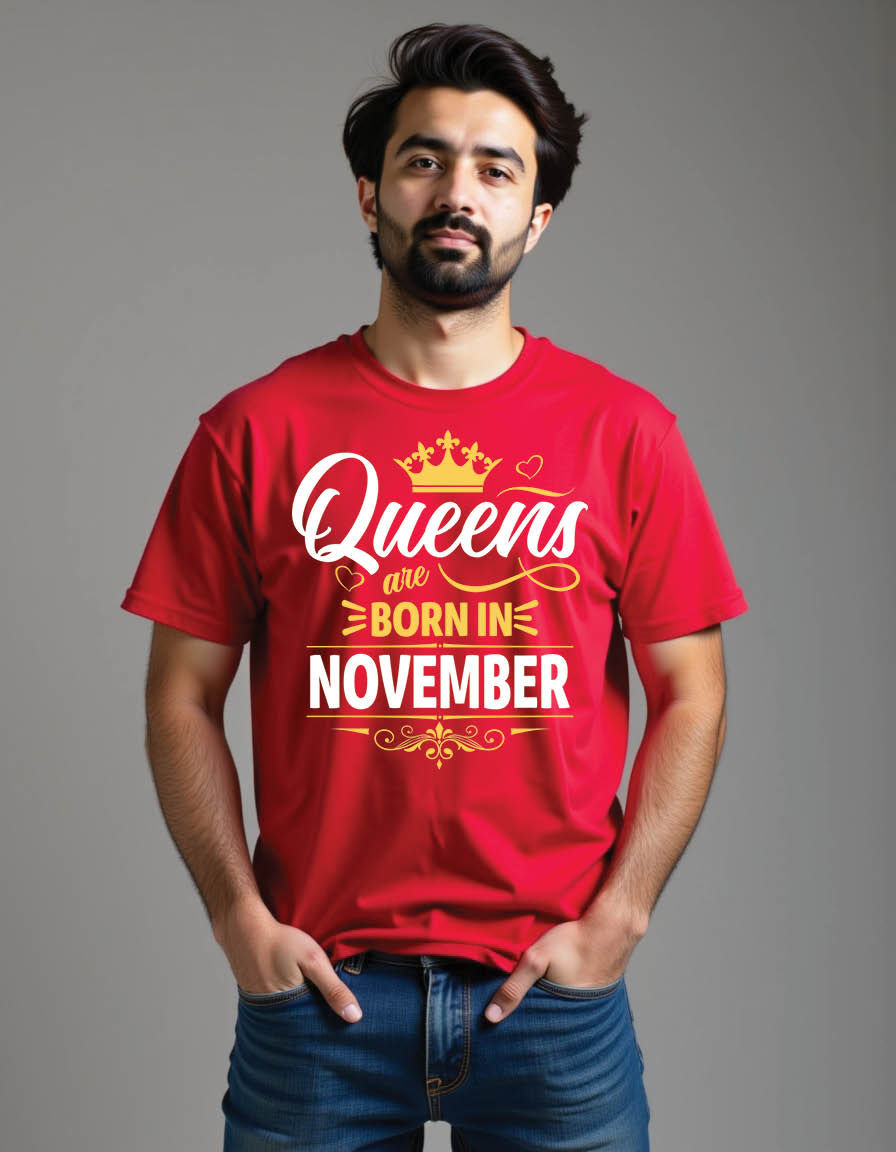 Thumbnail: queens are born november mens printed graphic t shirt
