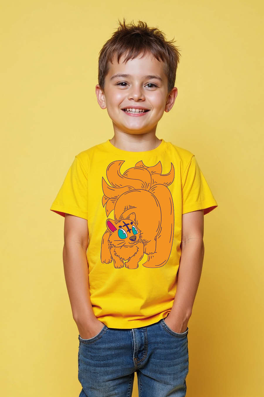 Thumbnail: Nine-Tailed Fox Cat Anime-Inspired Kid's T-Shirt Stylish Trendy Printed Tee