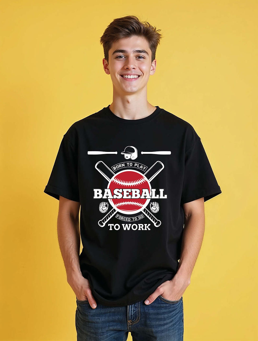 Thumbnail: born to play baseball forced to go to work Unisex Oversized Drop Shoulder Tees