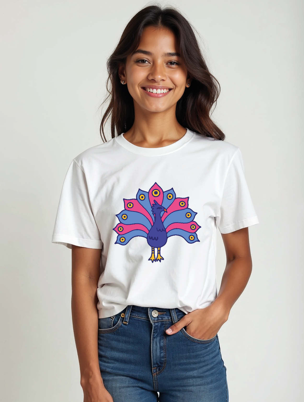 Pop Art Peacock Cool Women’s Graphic Quote T-Shirt – Discount Offer
