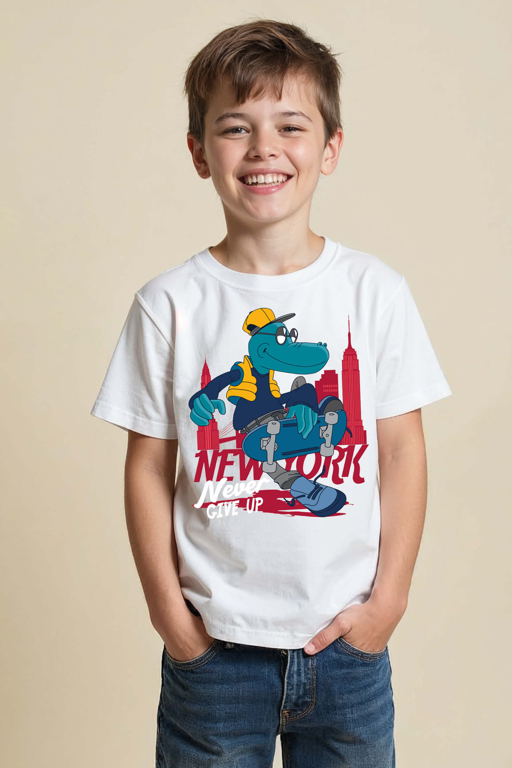 New Yark City Cartoon Modern Casual Kids Printed T-Shirt – Print Print Design