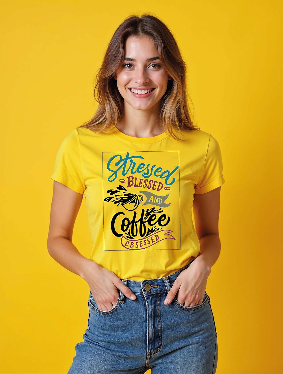 Thumbnail: stressed blessed and coffee obessed Urban Women’s Printed Graphic T-Shirt