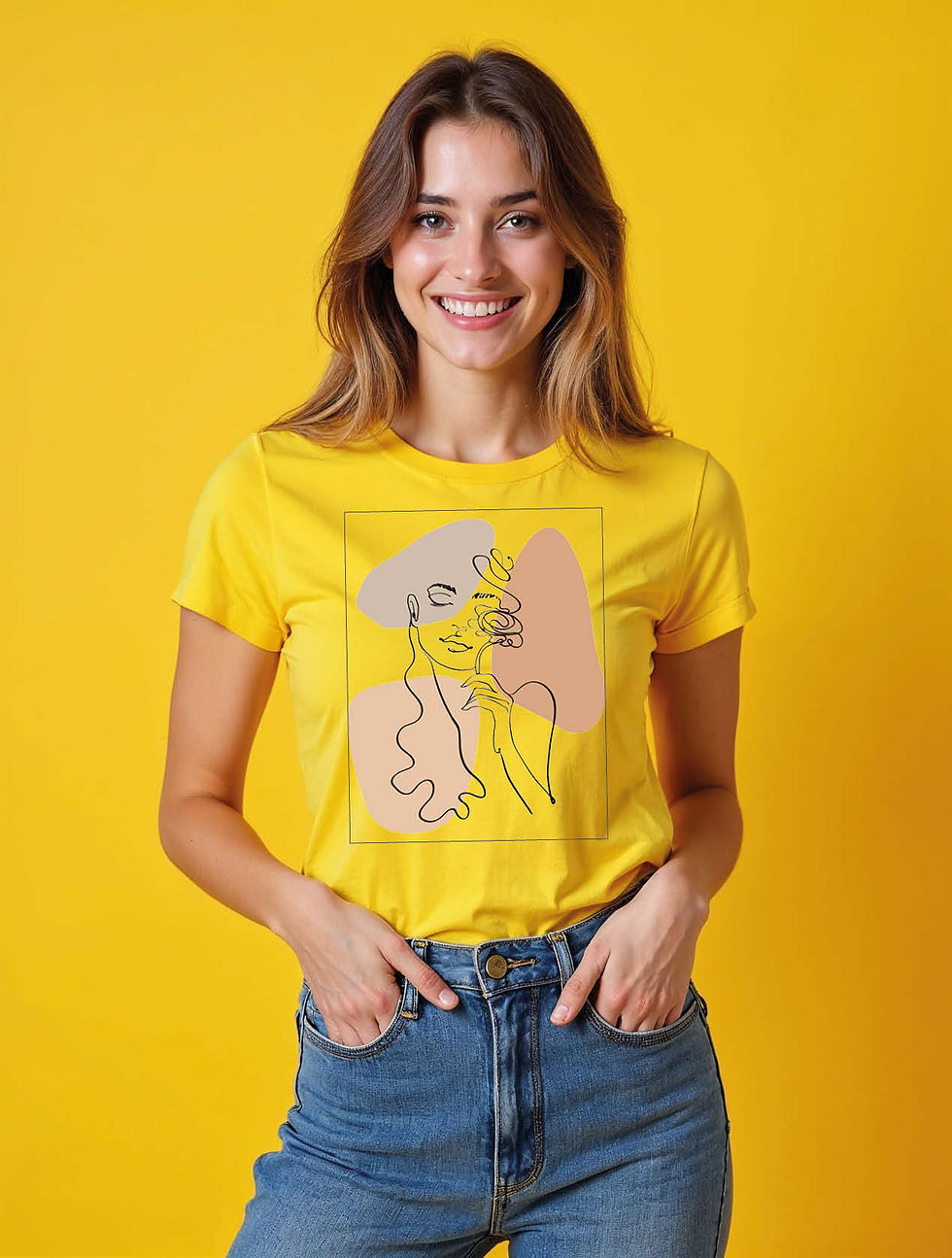 Thumbnail: Abstract Minimalist Faces  Casual Women’s Streetwear T-Shirt – Hot Deal