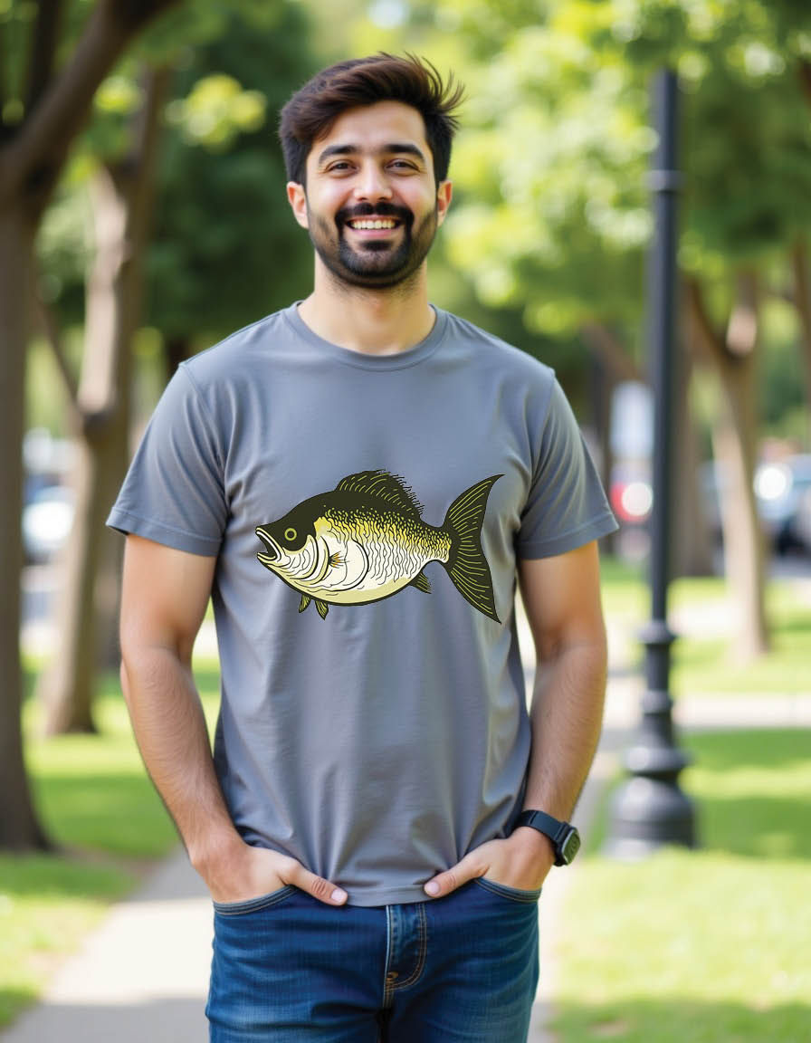 Thumbnail: simple bass fish mens printed graphic t shirt