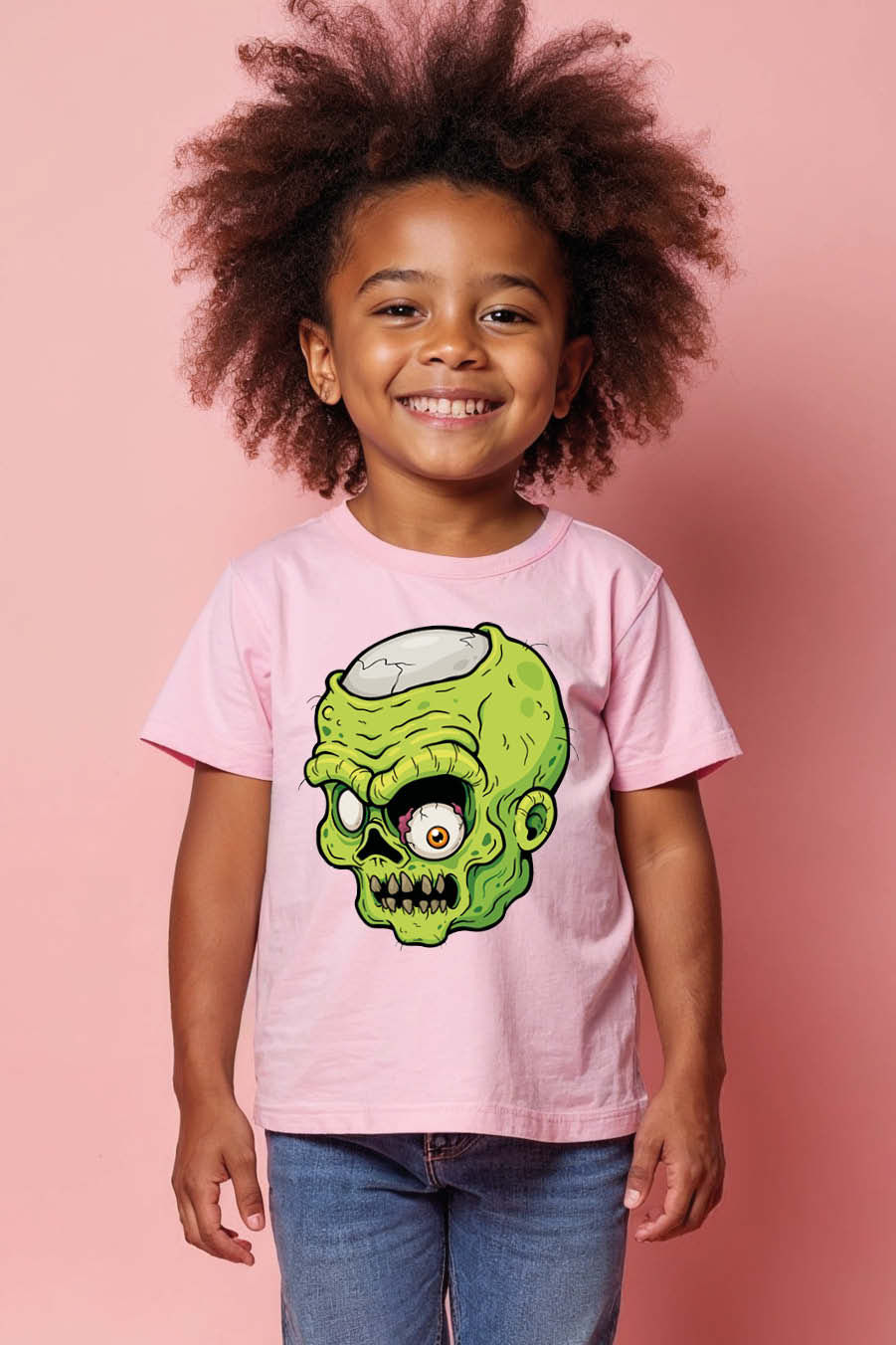 Thumbnail: Decaying Zombie Head with Exposed Skull Graphic T-Shirt Casual Typography Print